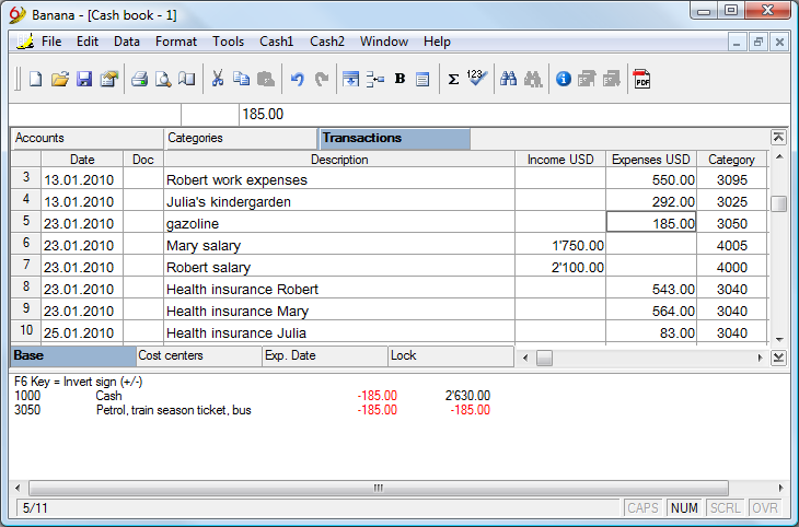 Click to view Banana Cashbook 6.00.06 screenshot