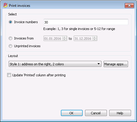 print invoices banana accounting software