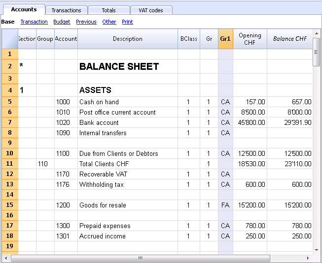 Accounting report file Banana Accounting 7