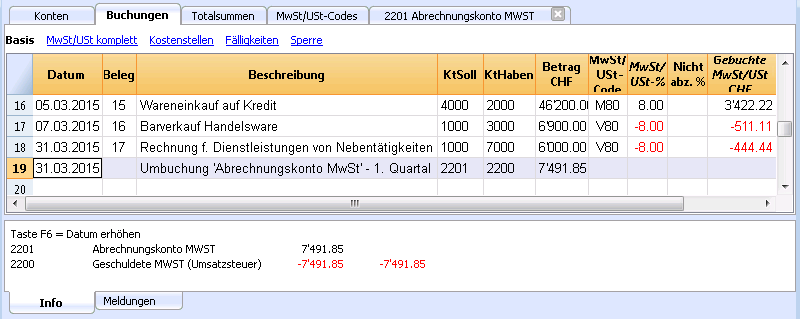 Periodischer Abschluss und Zahlung der MwSt | Banana Accounting Software