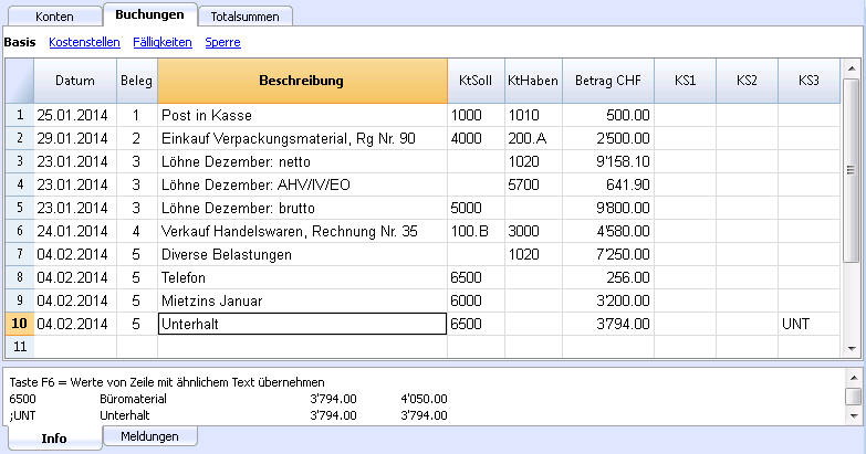 Buchungen Banana Buchhaltung 7