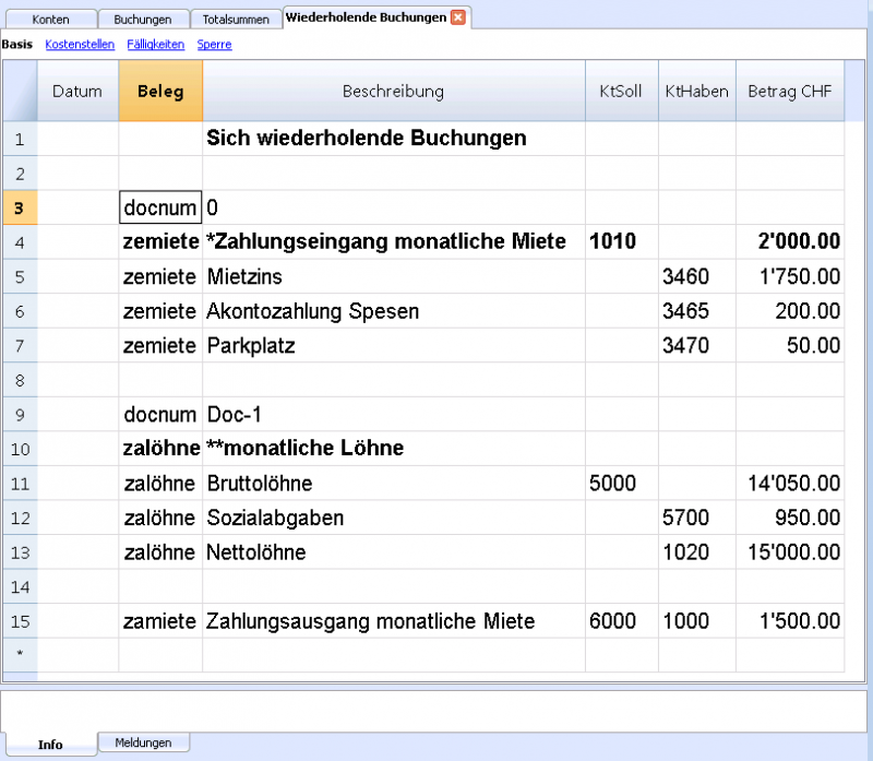 Sich wiederholende Buchungen | Banana Buchhaltung 7