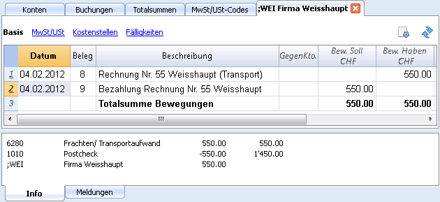Kunden und Lieferanten mit MwSt auf Einnahmen Banana