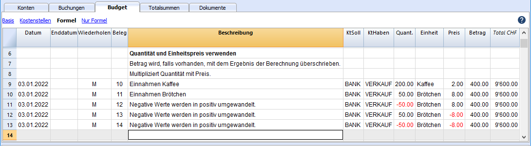 Tabelle preventivo con formule