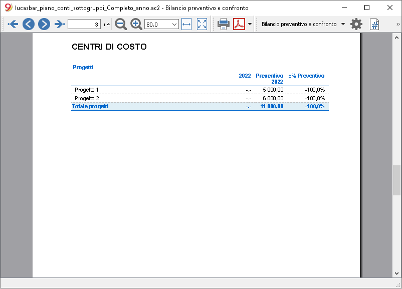 bilancio previsione progetti