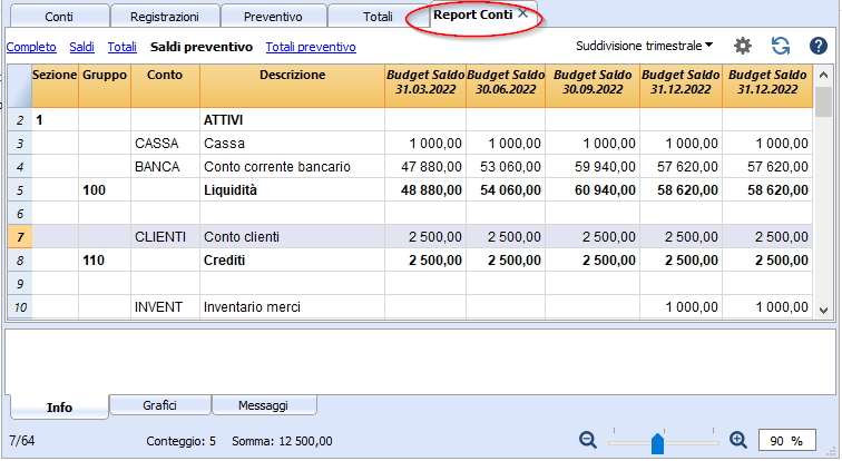 report conti clienti preventivo