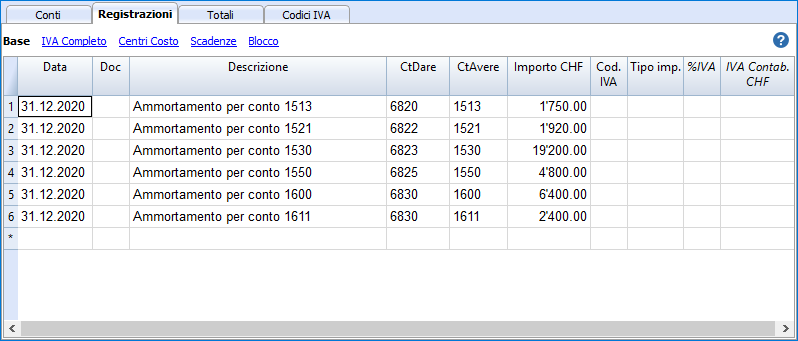 Importa Righe D Ammortamento In Contabilita Banana Accounting Software