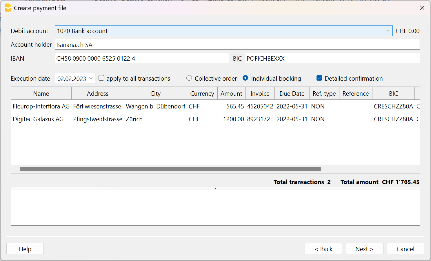 create payment file from open invoices