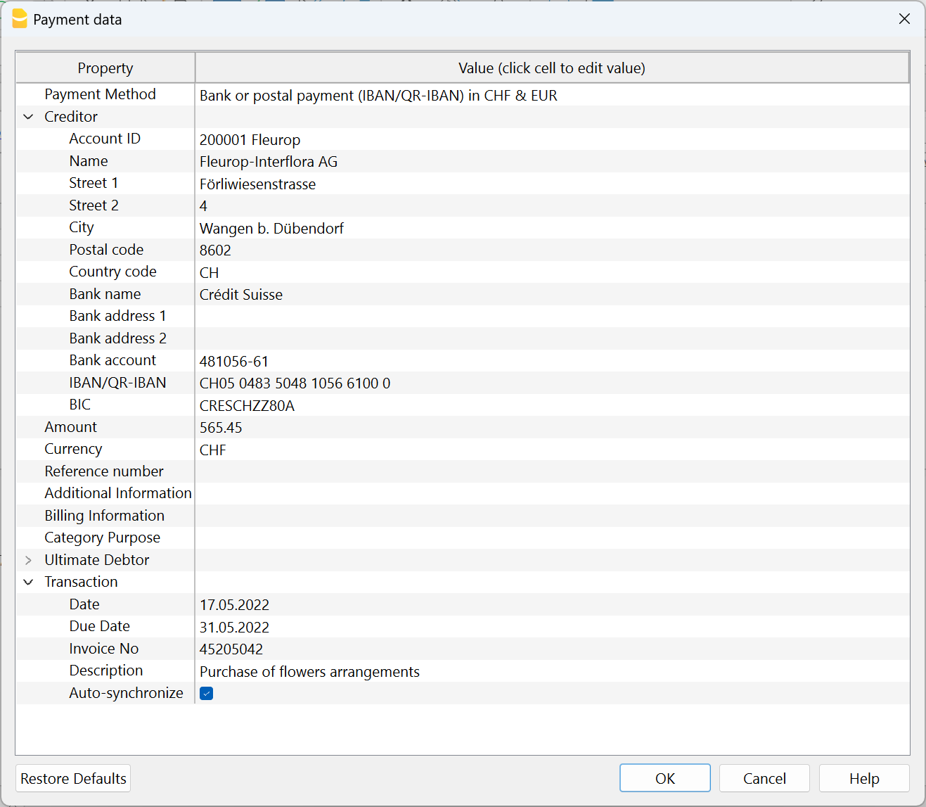 create payment file from open invoices