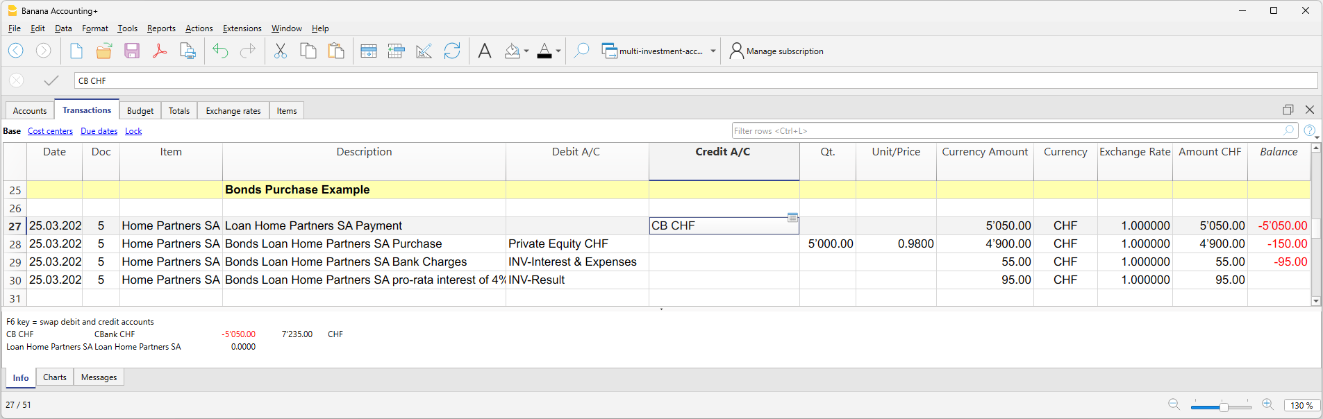 Example Bonds purchases example transactions