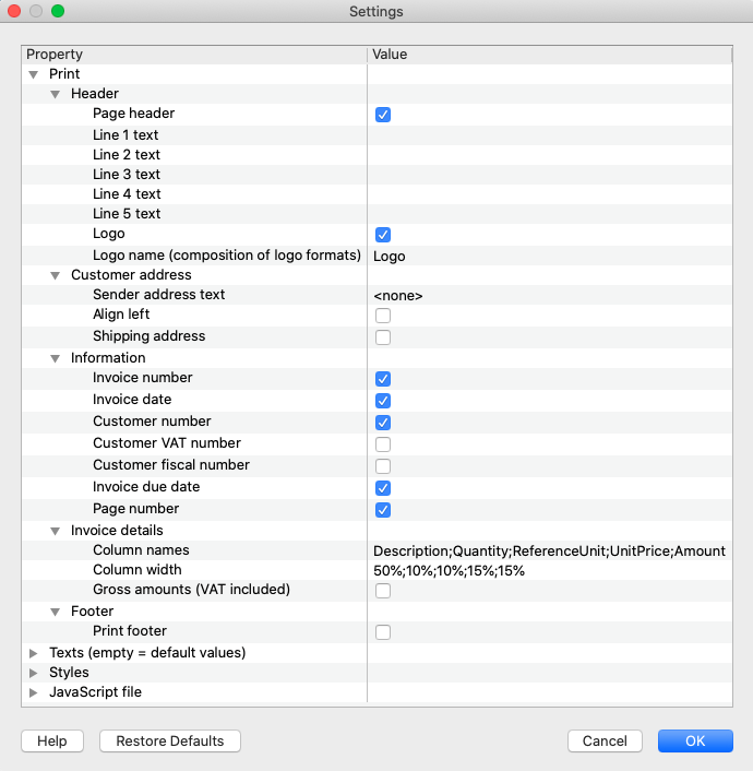 Dialog settings extensions