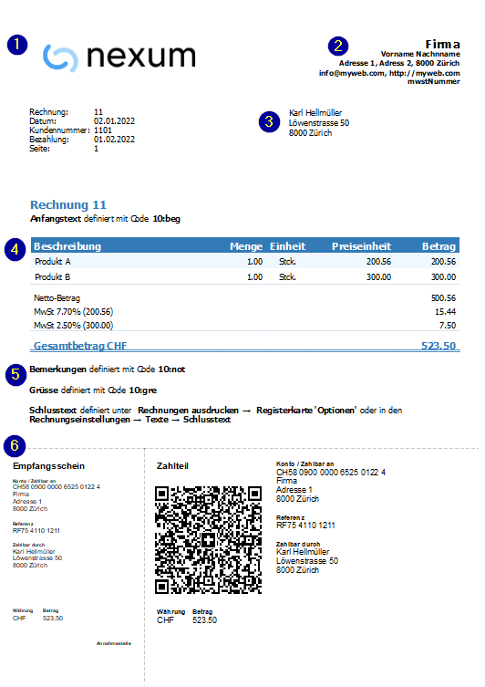 Rechnung drucken - Vorschau