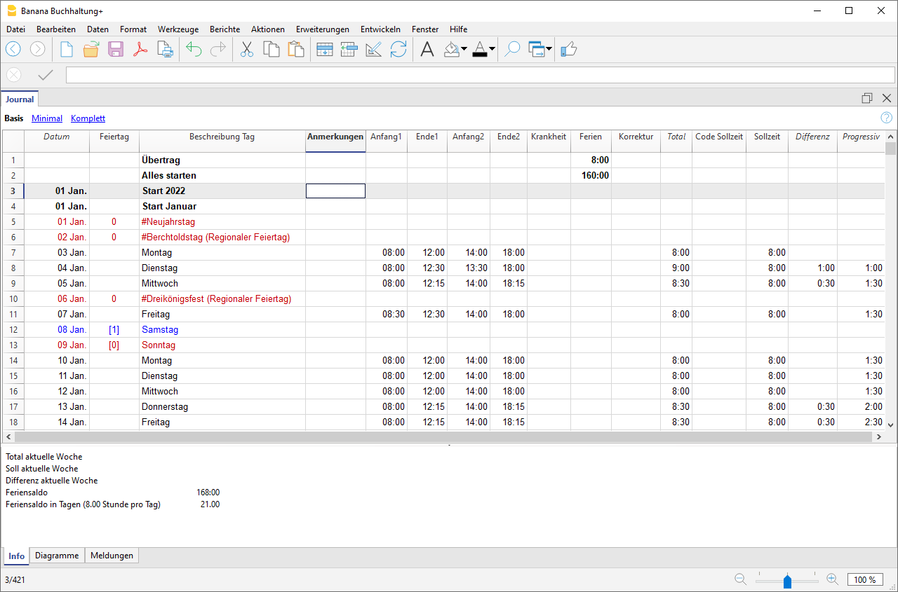 Zeiterfassung - Journal