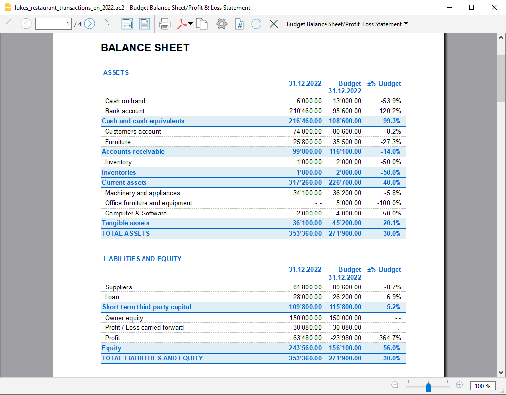 bilancio annuale con confronto preventivo