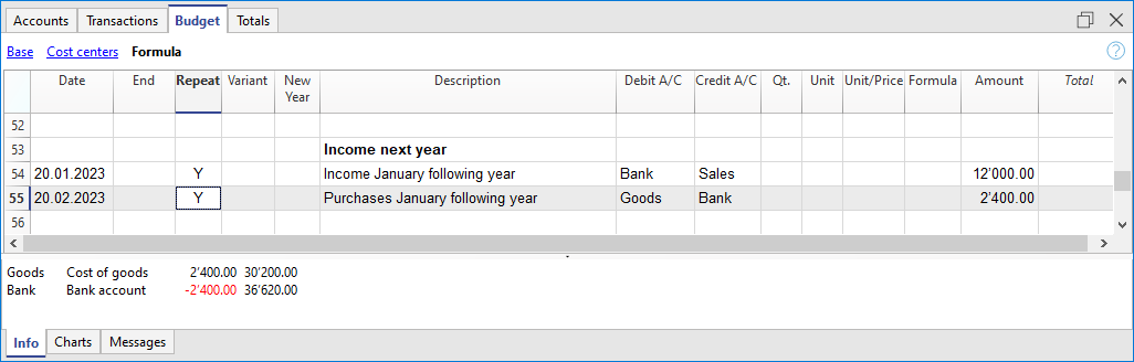 Voorbeeld herhaling opvolgende jaren