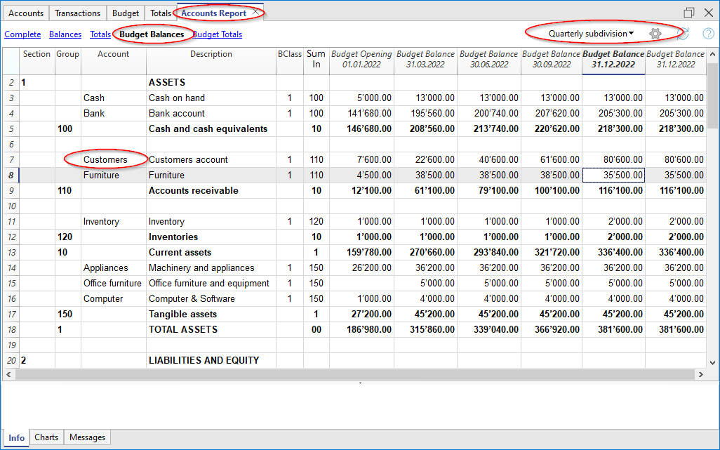 report contabile previsione clienti