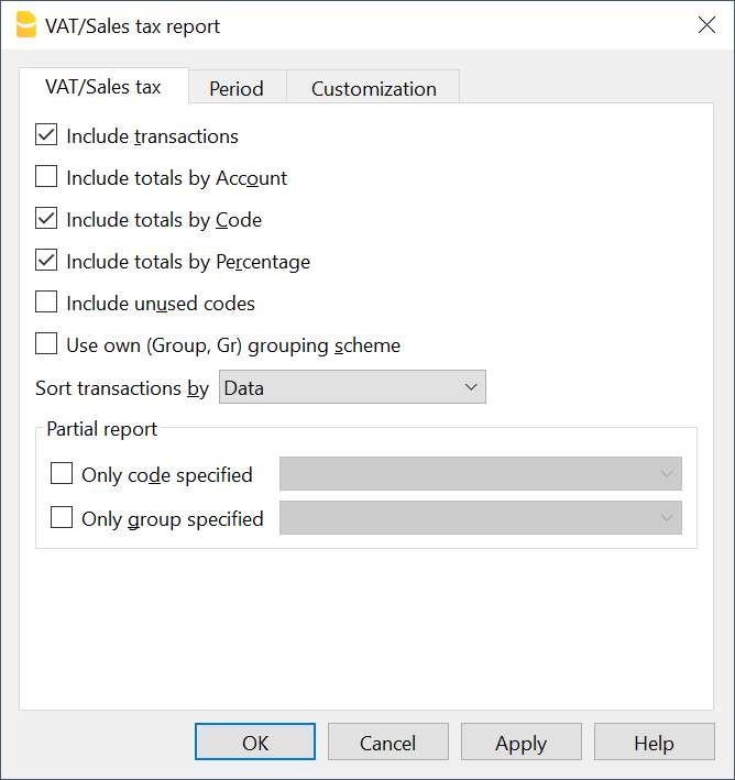 vat summary in cash manager