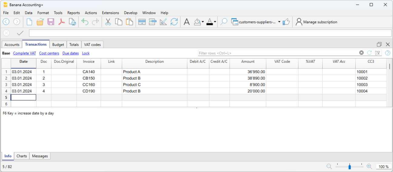 Invoice with coster center