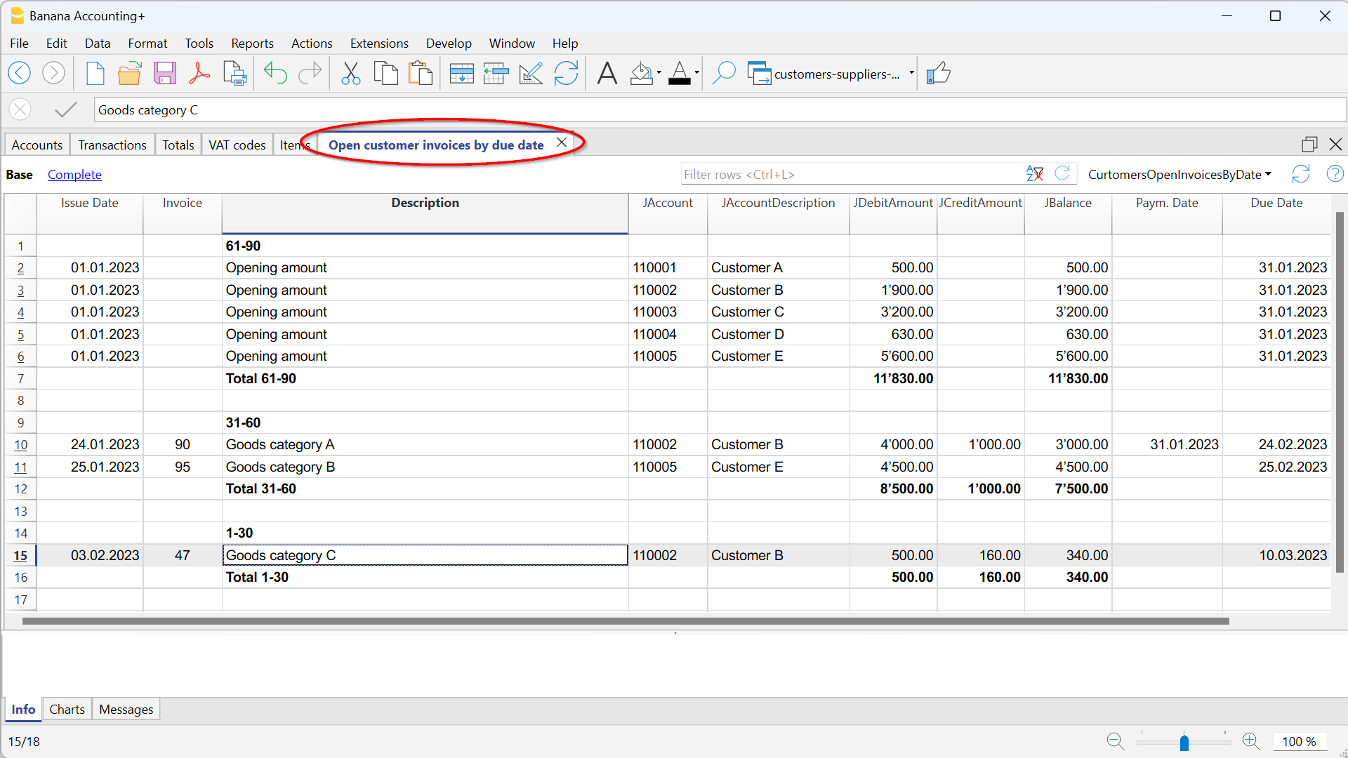 customer invoices due date