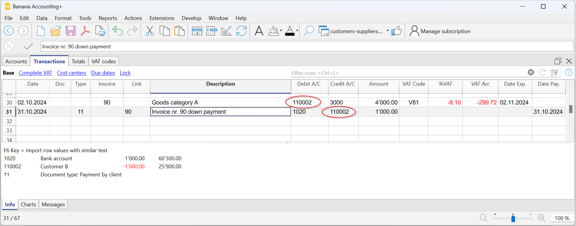customer transactions