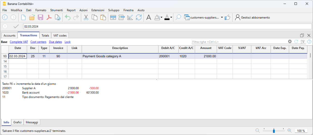 registrare un pagamento dal fornitore