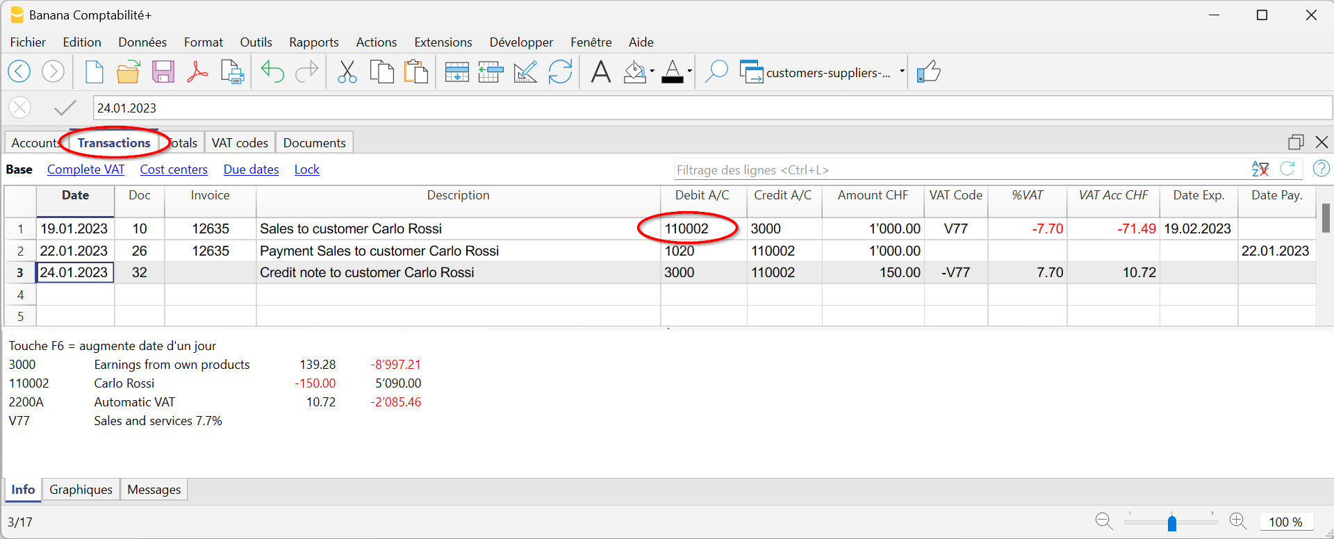 customer transactions