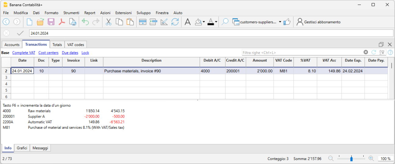 registrare una fattura fornitore