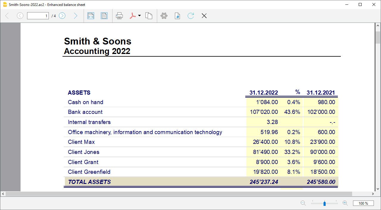 打印增强版的资产负债表