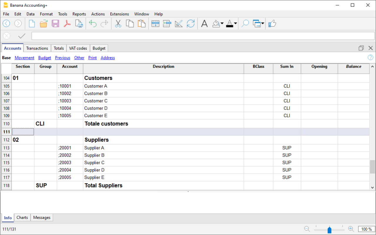 Postenbuch Kunden und Lieferanten mit Kostenstellen