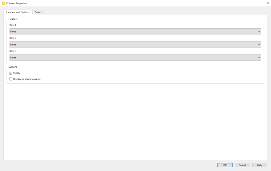 Formatierte Bilanz nach Gruppen, Spalteneinstellungen