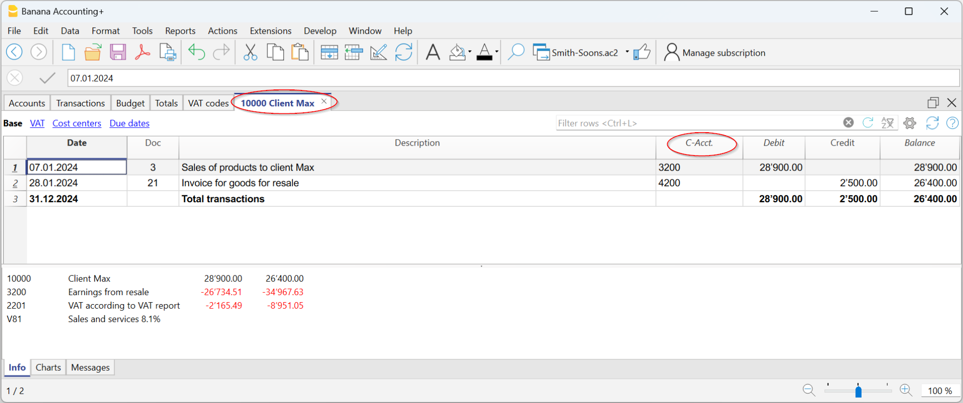 Column contra part in Double Entry