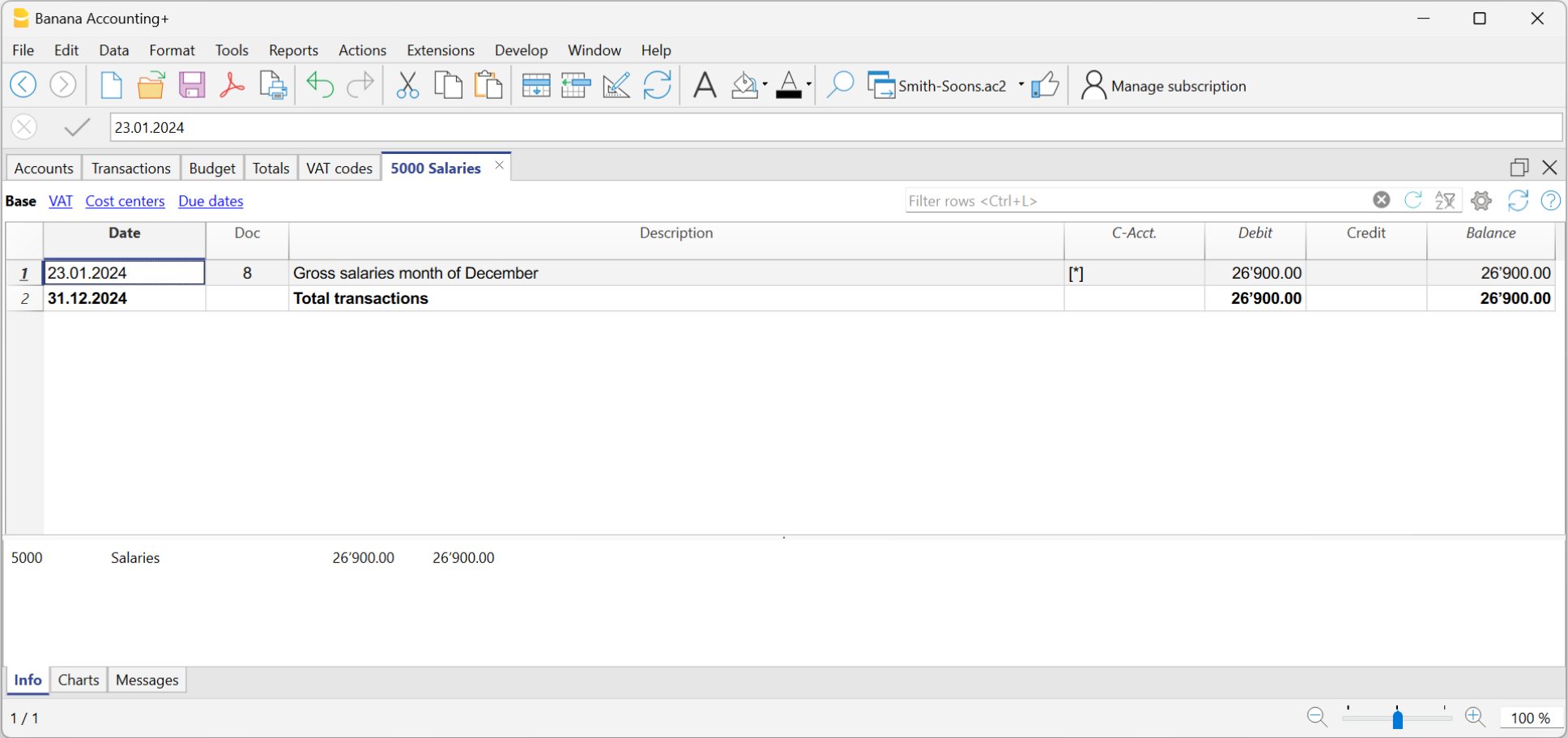 Account card with asterisk contra account