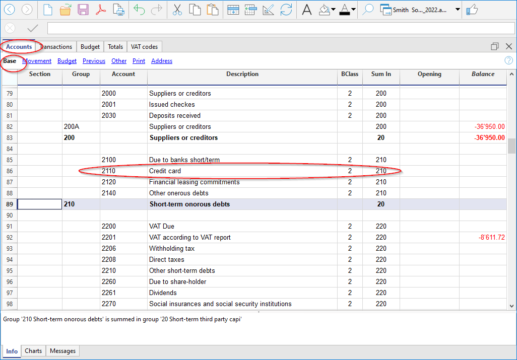 Entering a credit card account