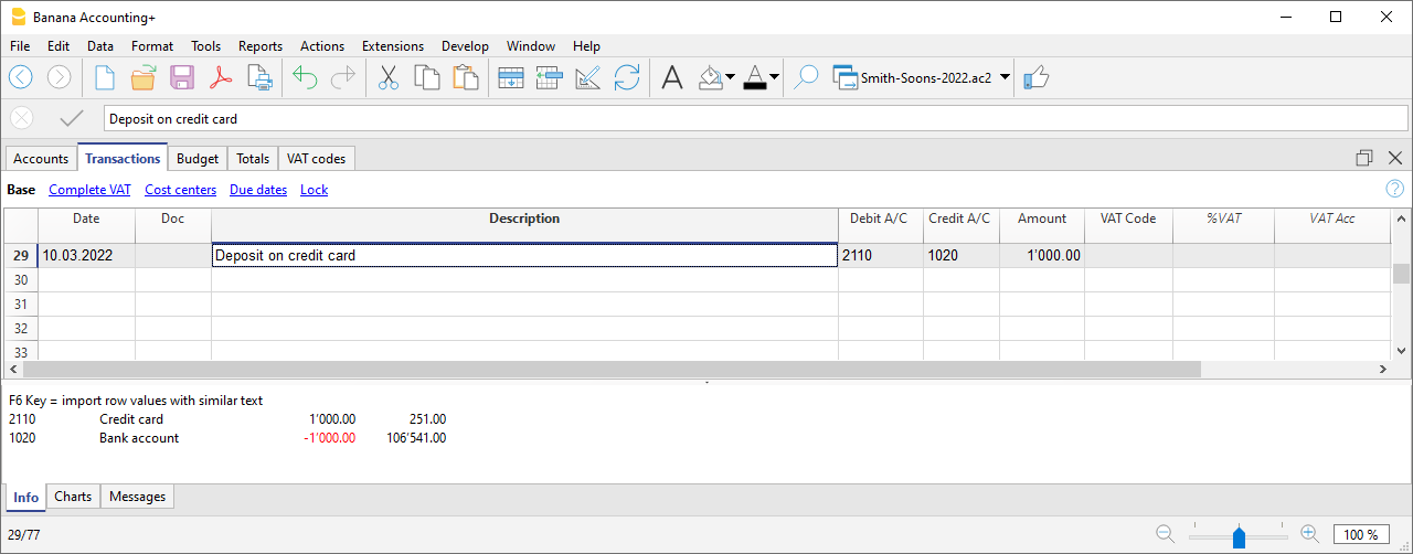 Transfer from bank to credit card account