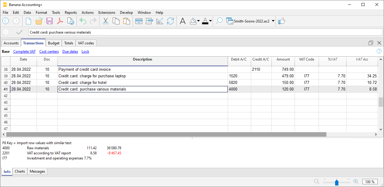 Record credit card invoice
