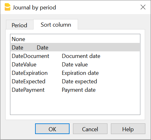 journal by sorting period
