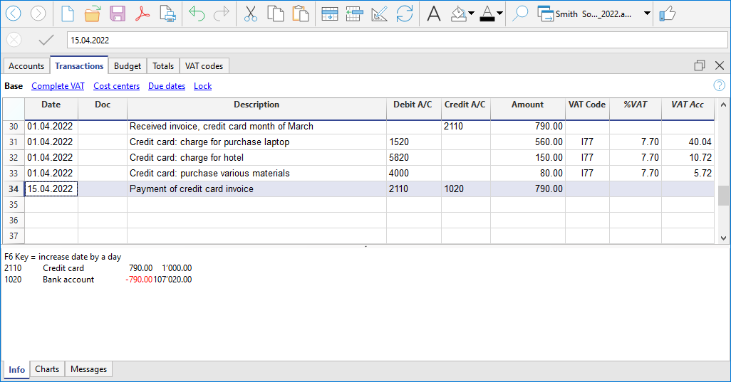 Kreditkartenzahlung mit MWST nach vereinbarten Entgelten