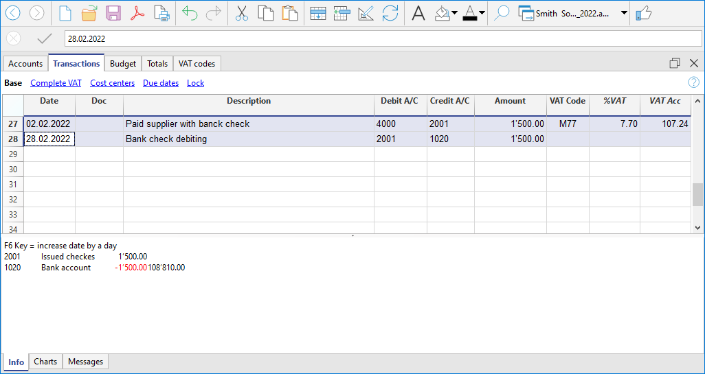 check issuing and debiting records