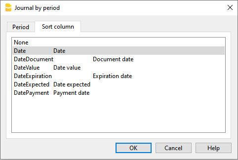 giornale periodo colonna ordinamento Entrate / Uscite