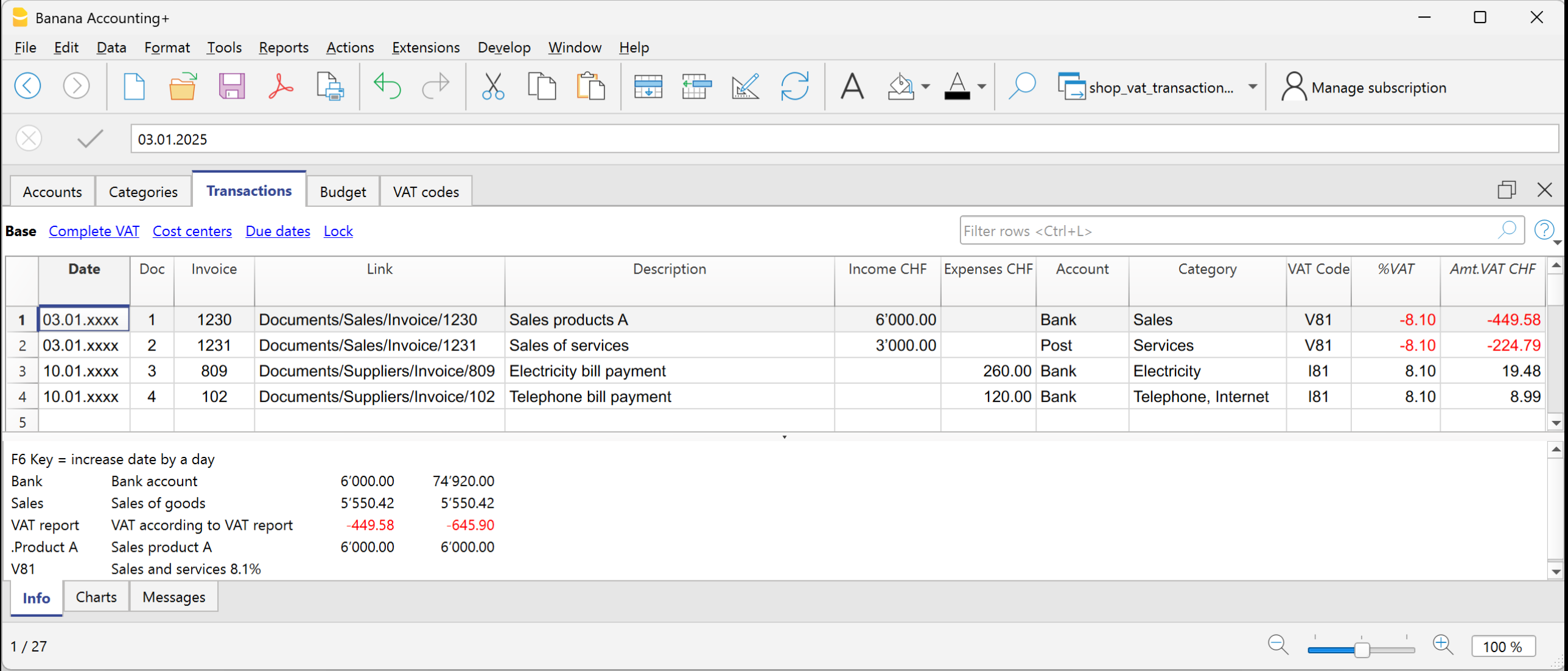 registrazioni con IVA Entrate / Uscite