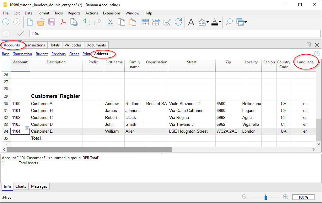 Rechnungssprache ausdrucken