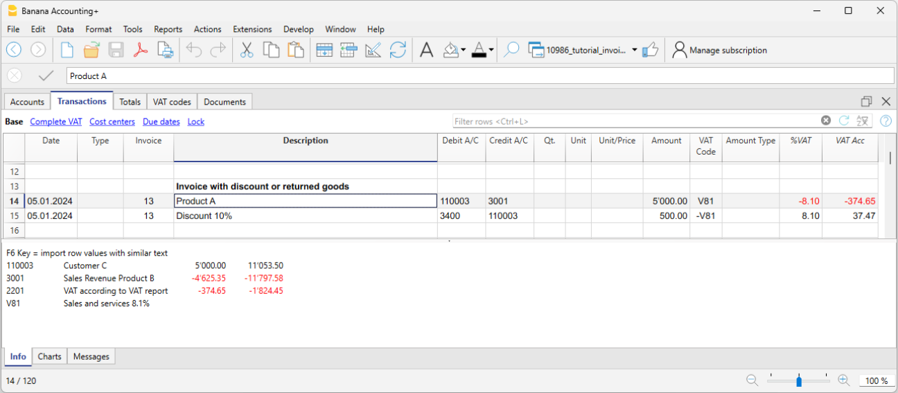 Rabatt mit MwSt buchen