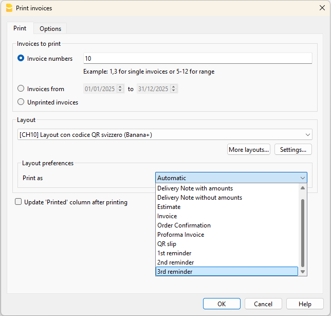 Kundenrechnungen ausdrucken