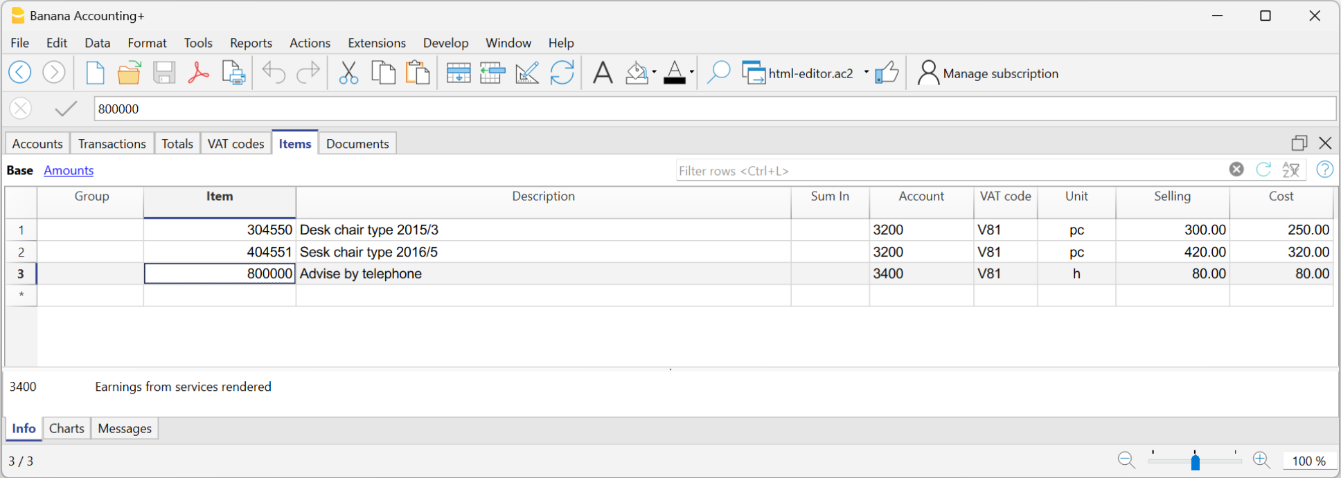 Ajouter le tableau Articles