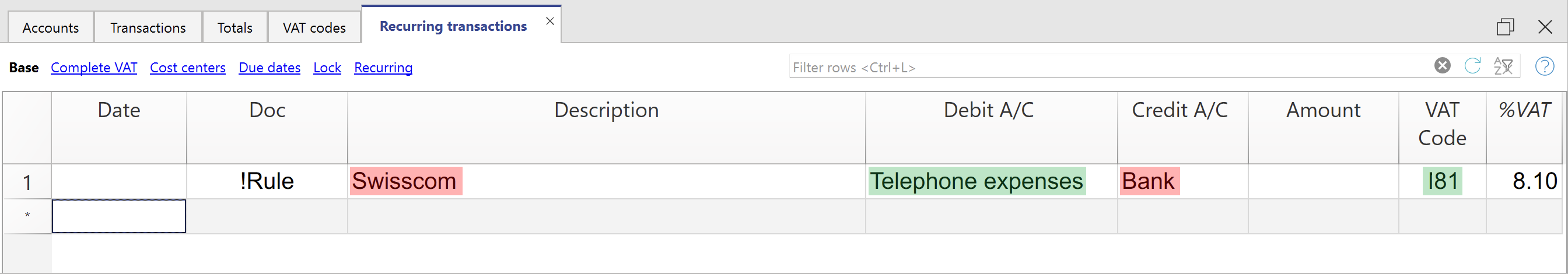 Regeln für automatische Vervollständigung der Buchungen