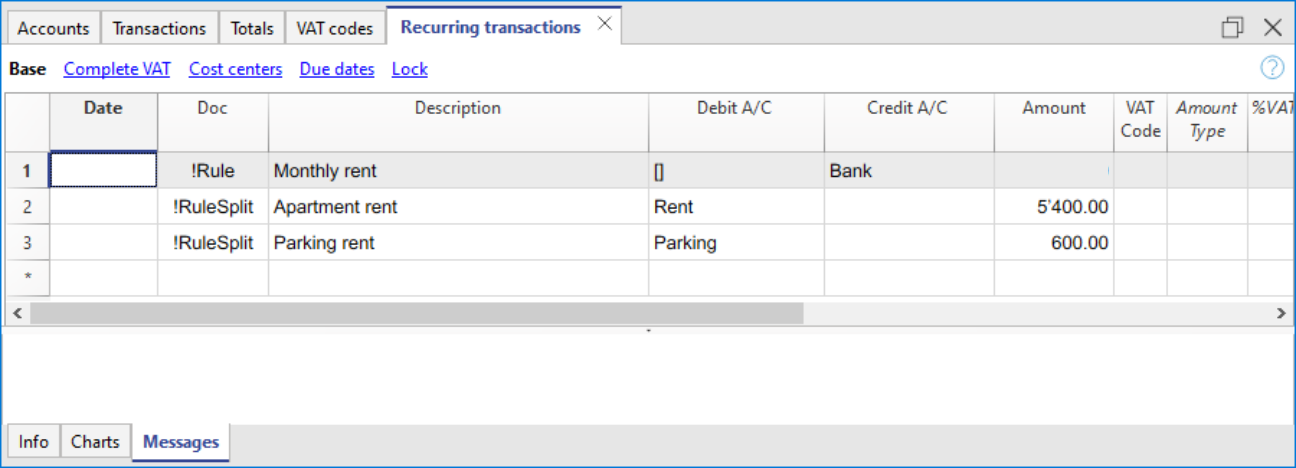 Voorbeeld Regels voor splitsen in meerdere rijen