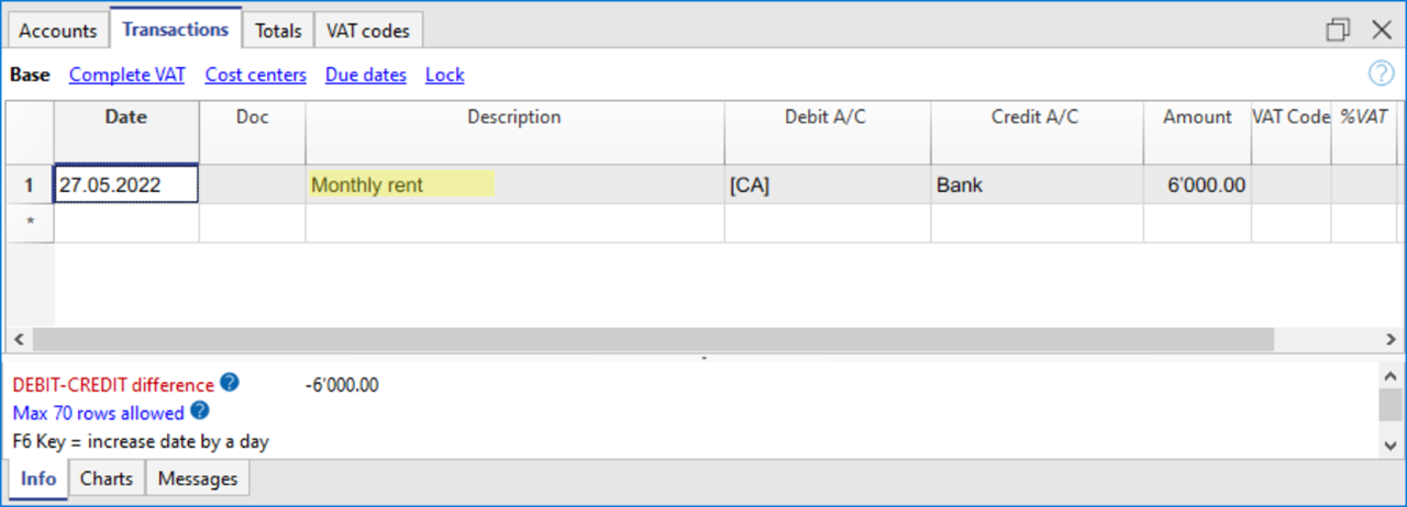 Voorbeeld transactie die gesplits moet worden