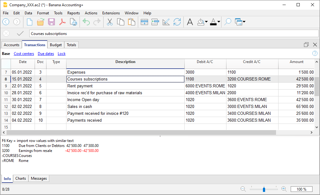 Buchen mit Segmenten