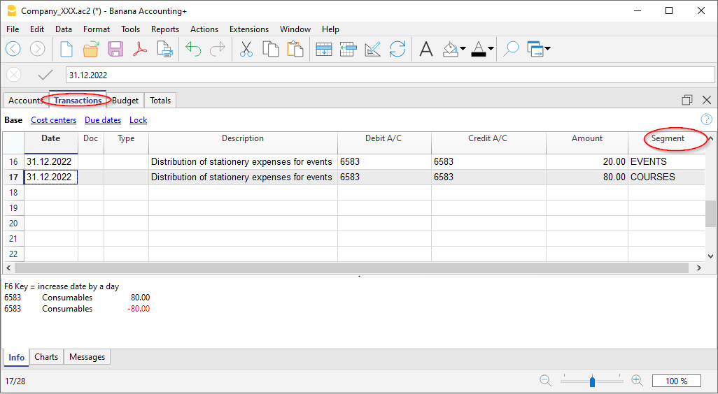 Verteilung zwischen den Segmenten
