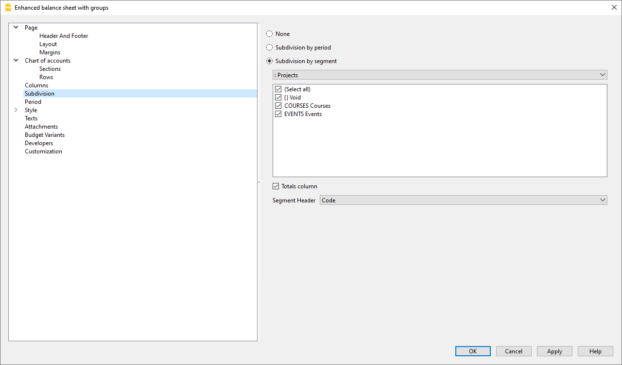 Dialog Unterteilung nach Segment